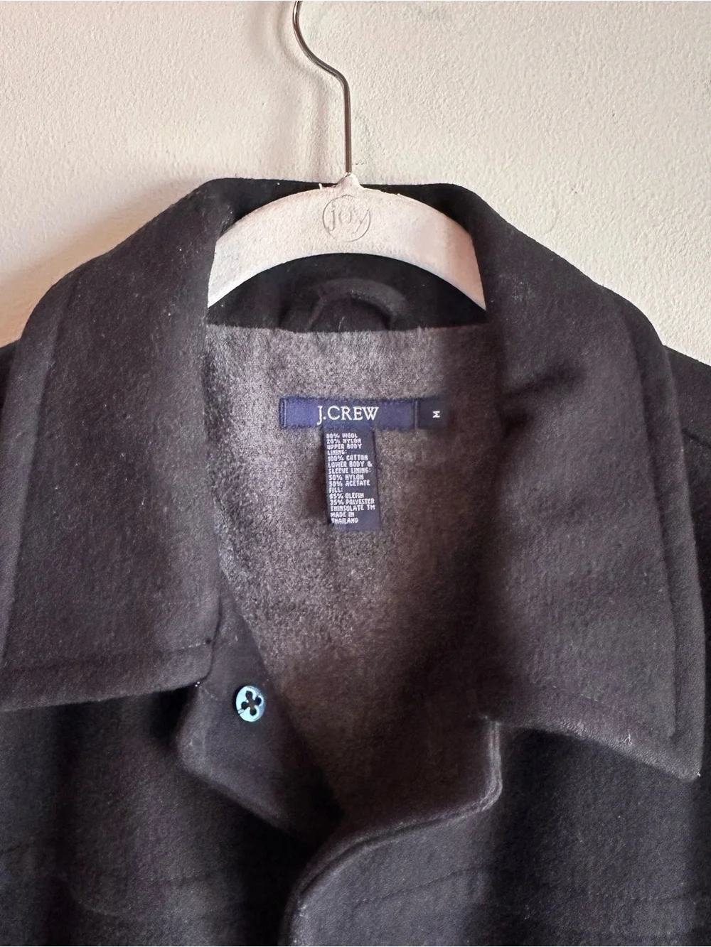 J Crew Black Wool Pea Coat Overcoat Thinsulate Insulated Jacket 60567
